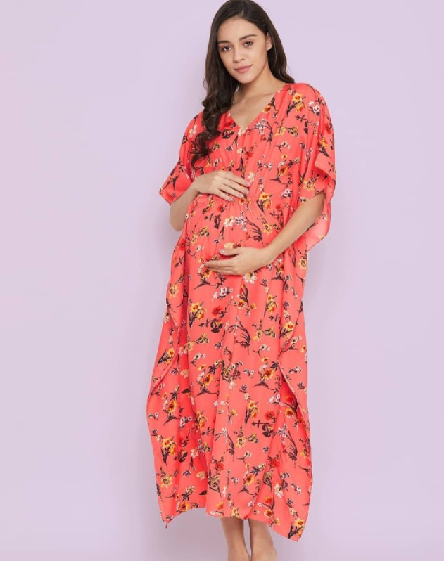 Multicoloured Maternity Kaftan Dress